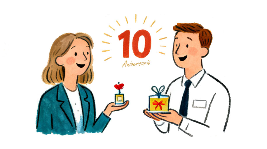 Ilustración aniversario en la empresa