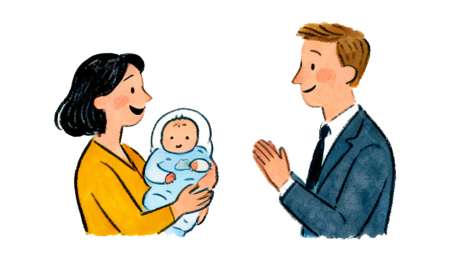 Ilustración maternidad y paternidad en la empresa